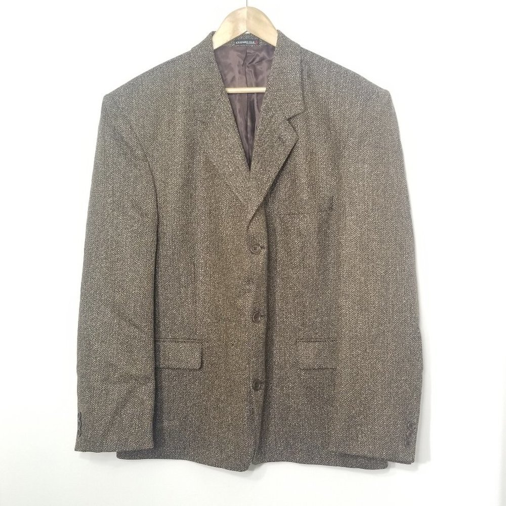 Vintage Boulevard Club Brown Tone Oversized Dapper Wool Blend Professor Blazer